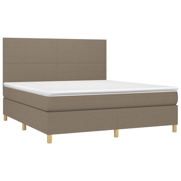 vidaXL Cama box spring colch&atilde;o/LED 180x200cm tecido cinza-acastanhado