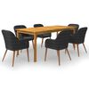 vidaXL 7 pcs conjunto de jantar para jardim preto