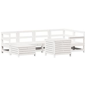 vidaXL 7 pcs conjunto de sofás para jardim pinho maciço branco