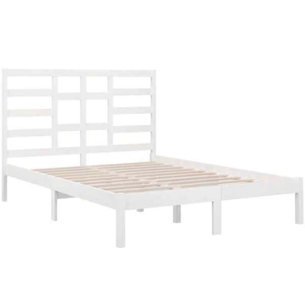 vidaXL Estrutura de cama 140x200 cm madeira maciça branco
