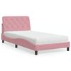 vidaXL Cama com colchão 100x200 cm veludo rosa