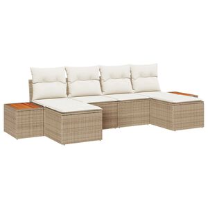 vidaXL Conjunto de Sof&aacute; de Jardim com almofada 6 pcs Bege e Creme