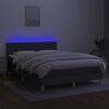 vidaXL Cama box spring c/ colch&atilde;o e LED 140x200 cm tecido cinza-escuro