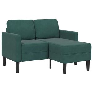 vidaXL Sof&aacute; 2 lugares com Chaise em L 125 cm veludo verde-escuro