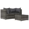 vidaXL 3 pcs conjunto lounge de jardim c/ almofad&otilde;es vime PE cinzento