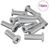 vidaXL Porca de Bloqueio 12 unid. Prateado M6 x 25 mm A&ccedil;o
