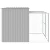 vidaXL Casota c&atilde;es c/ parque 214x253x181 cm a&ccedil;o galvaniz. cinza-claro