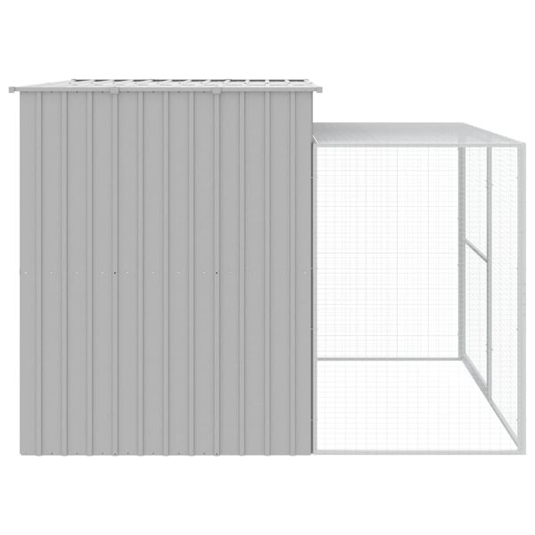 vidaXL Casota c&atilde;es c/ parque 214x253x181 cm a&ccedil;o galvaniz. cinza-claro