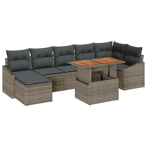 vidaXL Conjunto de Sofá de Jardim 8 pcs Cinzeto Rattan Sintético