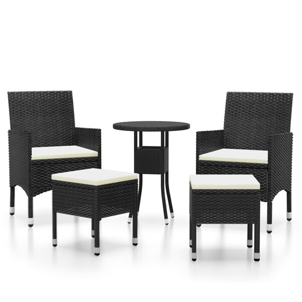 vidaXL 5 pcs conjunto lounge de jardim vime PE preto