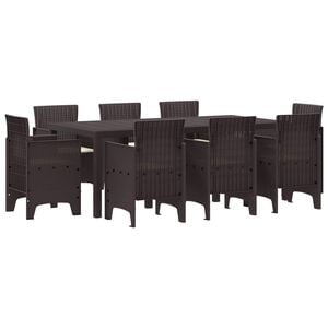 vidaXL Conjunto de Jantar para Jardim 9 unid. Castanho Polipropileno