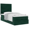 vidaXL Estrutura de cama otomana colch&otilde;es 90x200cm veludo verde escuro