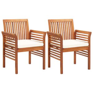 vidaXL Cadeiras de jantar jardim c/ almofad&otilde;es 2 pcs madeira ac&aacute;cia