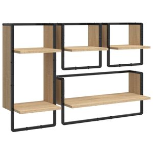 vidaXL 4 pcs prateleiras parede derivados de madeira carvalho sonoma