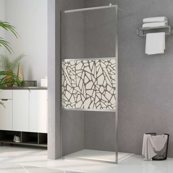 vidaXL Divis&oacute;ria de chuveiro 90x195 cm vidro ESG design pedras