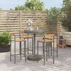 vidaXL 5 pcs conjunto de bar p/ jardim vime PE/acácia maciça cinzento
