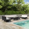 vidaXL 10 pcs conjunto lounge de jardim c/ almofadões vime PE preto