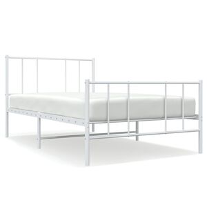 vidaXL Estrutura de cama com cabeceira e p&eacute;s 90x200 cm metal branco