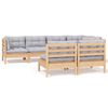 vidaXL 7 pcs conjunto lounge de jardim + almofad&otilde;es cinza pinho maci&ccedil;o