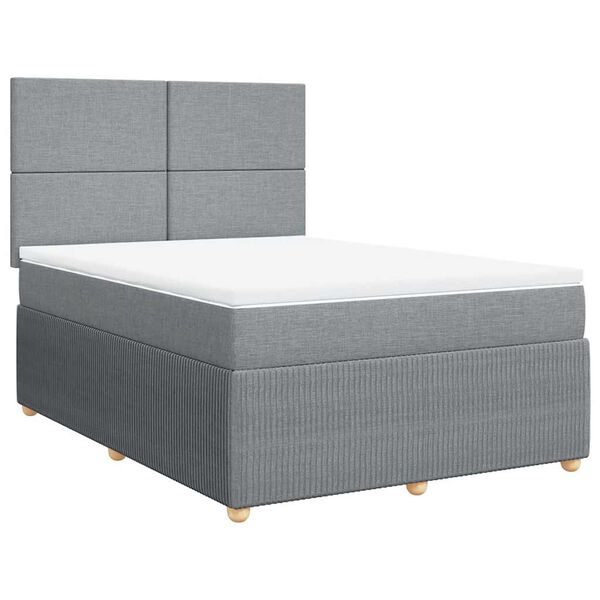 vidaXL Cama com molas/colch&atilde;o 140x190 cm tecido cinzento-claro