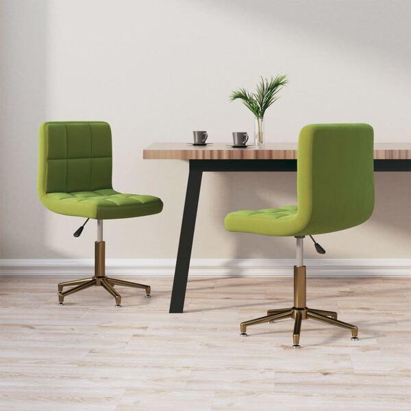 vidaXL Cadeiras de jantar girat&oacute;rias 2 pcs veludo verde-claro