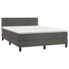 vidaXL Cama box spring c/ colch&atilde;o/LED 140x190cm veludo cinzento-escuro