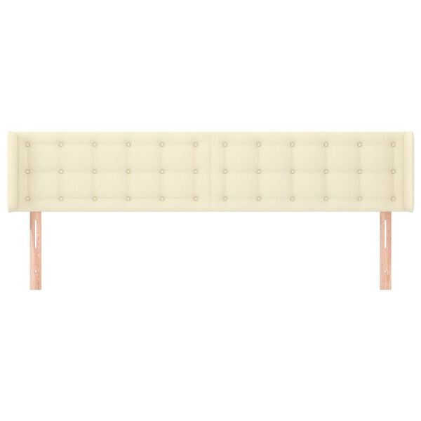 vidaXL Cabeceira de cama c/ abas couro artificial 203x16x78/88cm creme