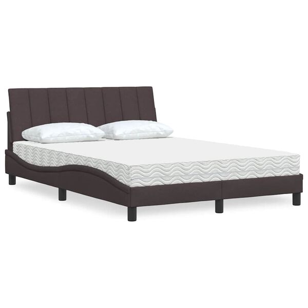 vidaXL Cama com colch&atilde;o Hanko 120x200 cm tecido castanho-escuro