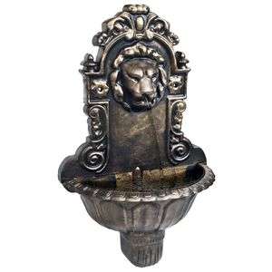 vidaXL Fonte de parede com design cabe&ccedil;a de le&atilde;o cor bronze