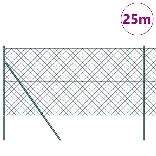vidaXL Poste de Cerca Verde 25 x 1,4 m (malha de 60 x 60 mm) A&ccedil;o e PVC