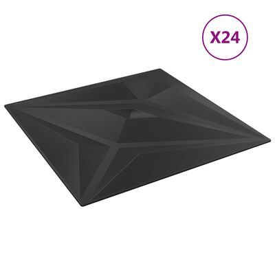 vidaXL Painéis de parede 24 pcs 50x50 cm 6m² XPS estrela preto