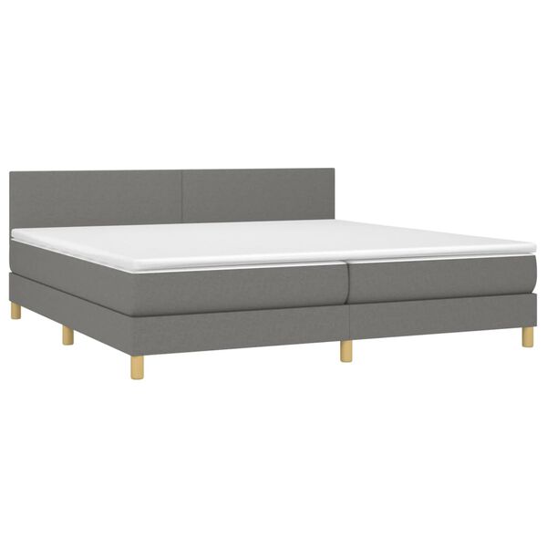 vidaXL Cama box spring c/ colch&atilde;o e LED 200x200 cm tecido cinza-escuro