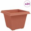 vidaXL Vaso Quadrado para Flores 24 unid. Vermelho Tijolo Pl&aacute;stico