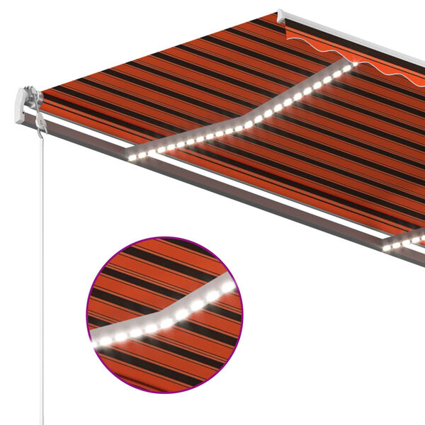 vidaXL Toldo retr&aacute;til manual com LED 3,5x2,5 m laranja e castanho