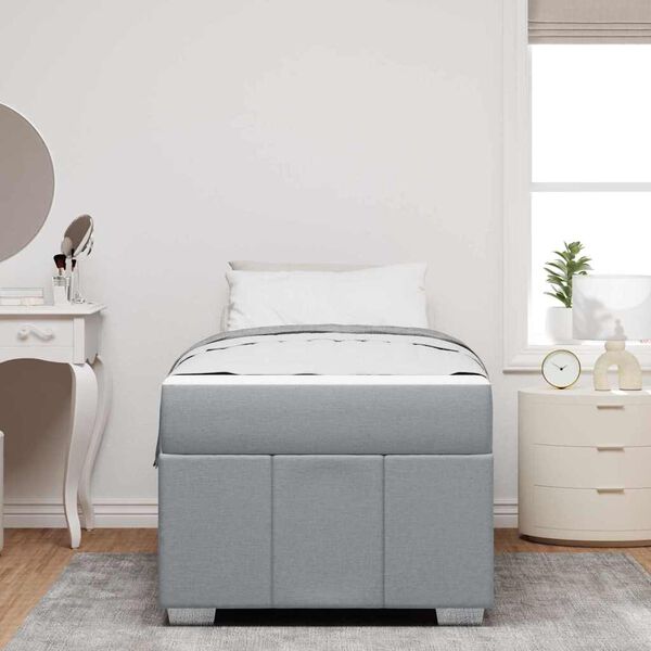 vidaXL Estrutura da Cama com colch&atilde;o Cinzento-claro 90 x 190 cm tecido