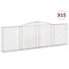 vidaXL Cestos gabi&atilde;o arqueados 15 pcs 400x30x120/140 ferro galvanizado