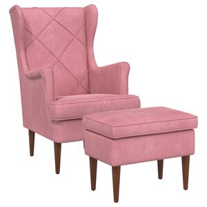 vidaXL Poltrona com Puff 2 unid. Rosa Veludo