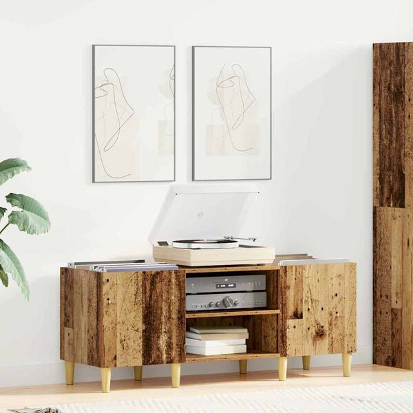 vidaXL Arm&aacute;rio para discos de vinil Madeira Antiga 121 x 38 x 48 cm