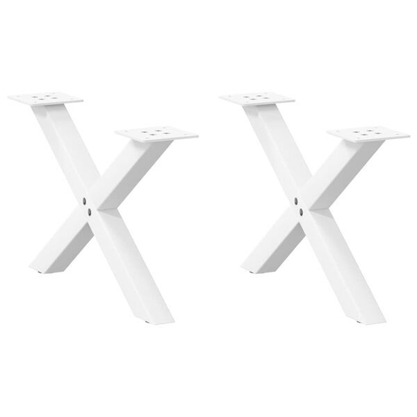 vidaXL P&eacute;s para mesa de centro em formato de X, 2 pe&ccedil;as, branco, 60x (30-31) cm, a&ccedil;o