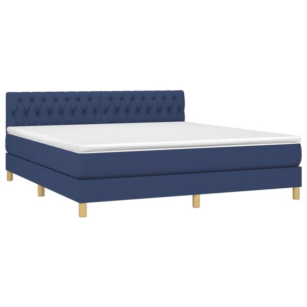 vidaXL Cama box spring c/ colch&atilde;o e LED 180x200 cm tecido azul