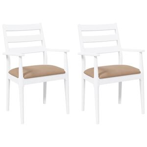 vidaXL Cadeiras de jantar com almofad&otilde;es 2 pcs madeira maci&ccedil;a branco