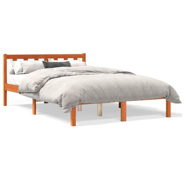 vidaXL Cama sem colch&atilde;o 120x190 cm madeira pinho maci&ccedil;a castanho-mel