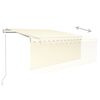 vidaXL Toldo autom&aacute;tico c/ estore/LED/sensor vento 3,5x2,5 m cor creme