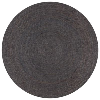 vidaXL Tapete artesanal em juta redondo 150 cm cinzento escuro