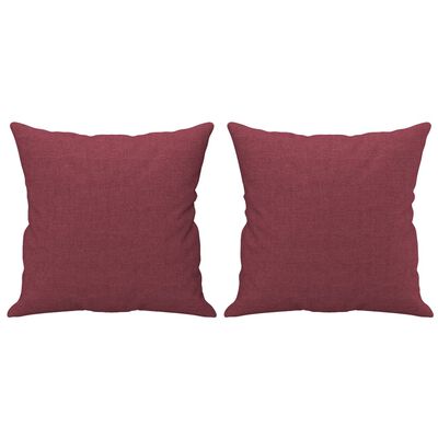 vidaXL Sofá 2 lug. + almofadas decorativas 120cm tecido vermelho tinto