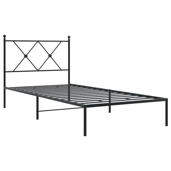 vidaXL Estrutura de cama com cabeceira 90x200 cm metal preto
