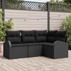 vidaXL Conjunto de Sofá de Jardim 4 pcs Preto vime PE