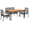 vidaXL 4 pcs conjunto de jardim p/ jardim c/ almofad&otilde;es vime PE preto