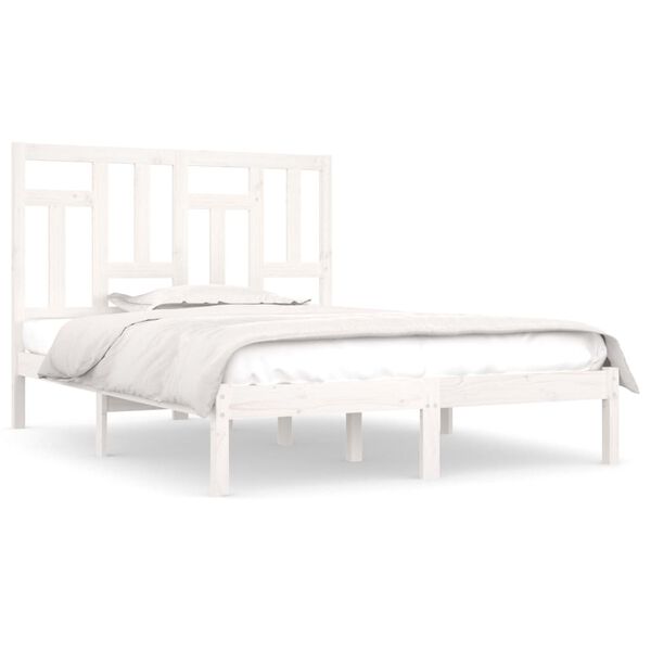 vidaXL Cama sem colch&atilde;o 140x190 cm madeira de pinho maci&ccedil;a branco