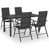 vidaXL 5 pcs conjunto de jantar para jardim preto